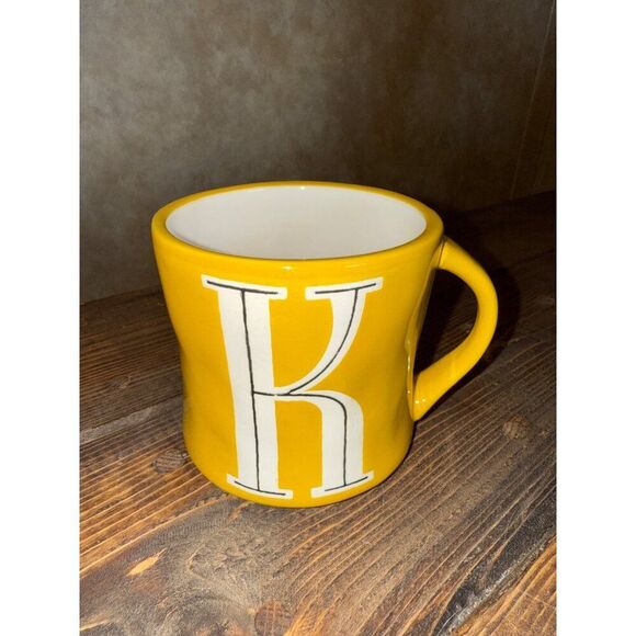 Anthropologie Monogram Letter "K" Hand Painted Yellow Ceramic Coffee/Tea - Picture 3 of 9